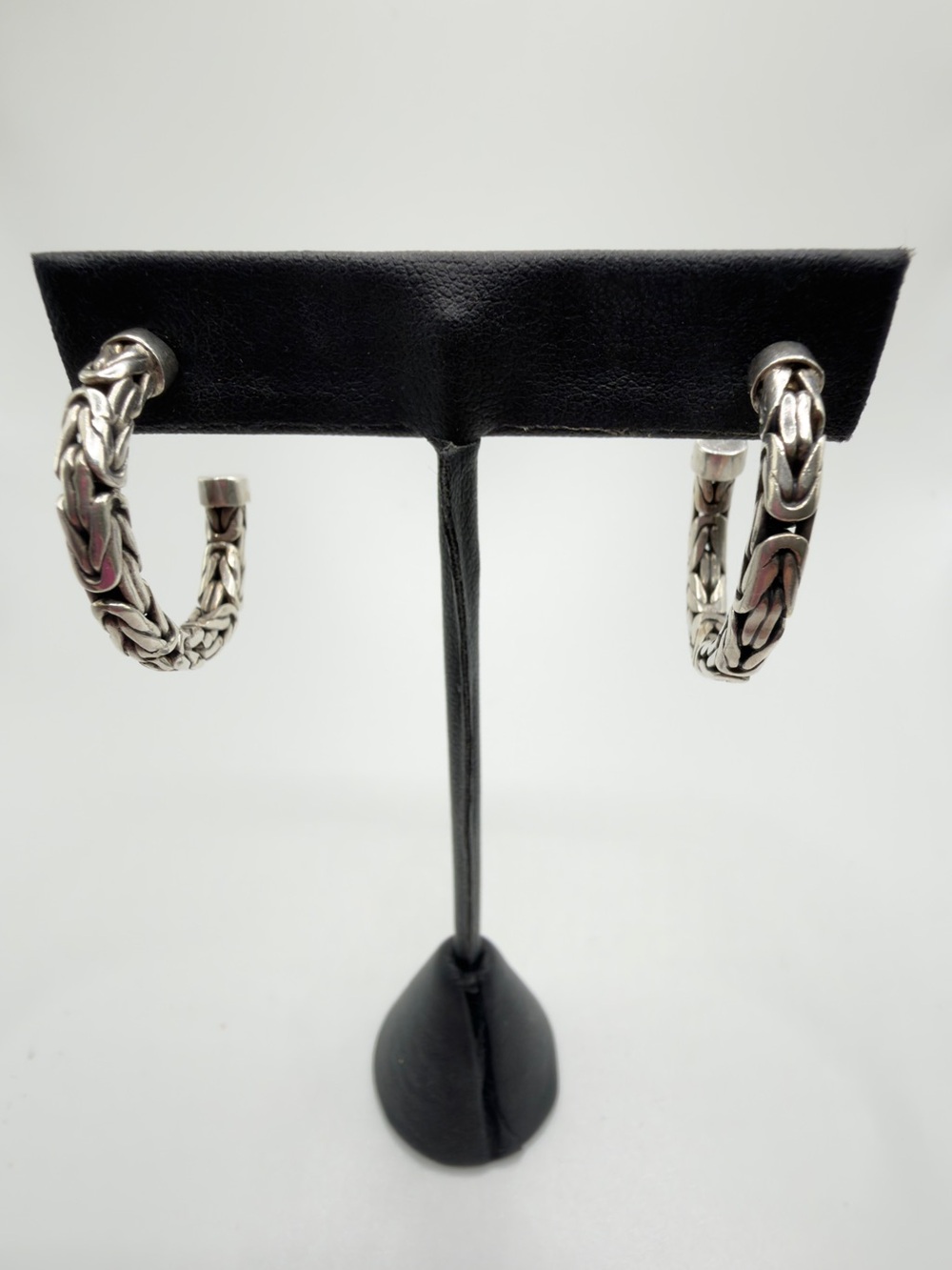 Suarti BA Byzantine chain sterling silver thick post signed hoop earrings boho - Picture 10 of 11